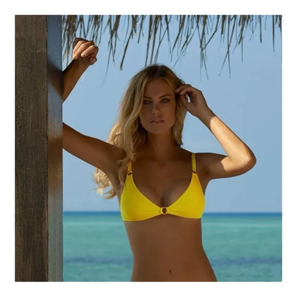 Melissa Odabash Montenegro Lemon Zigzag Bikini Top NWT